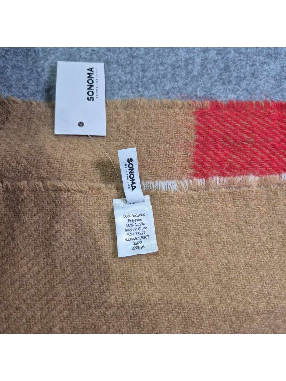 Sonoma Goods For Life Geo Oblong Scarf Tan OS Cozy Winter Stylish Warm